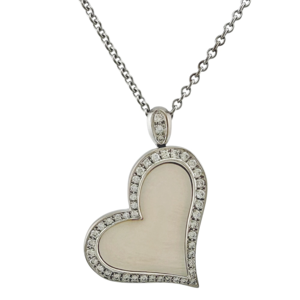 PIAGET 18k Silver Diamond Heart Necklace